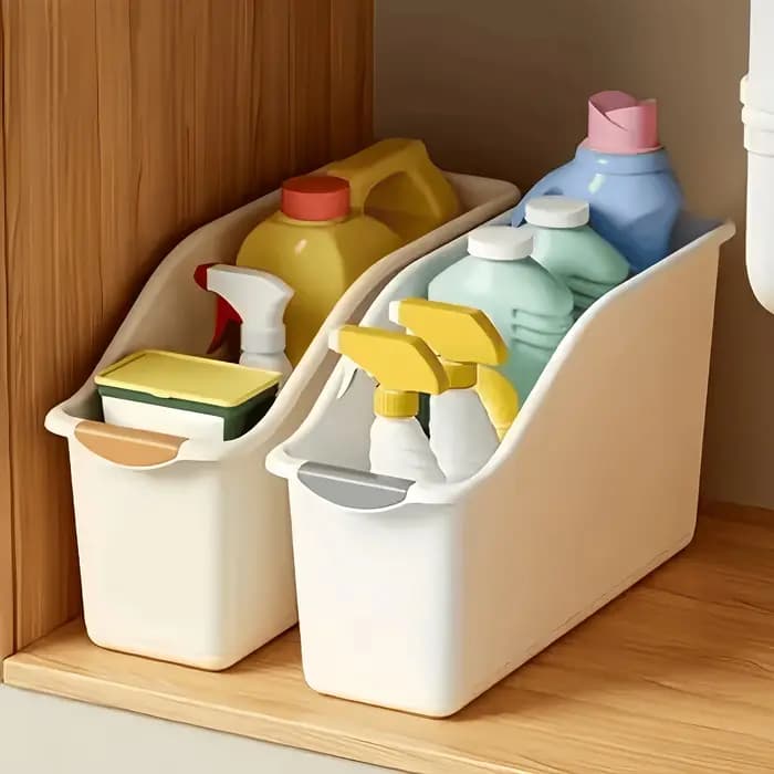 Lot de 2 boîtes de rangement incurvées – Organisateur en plastique robuste