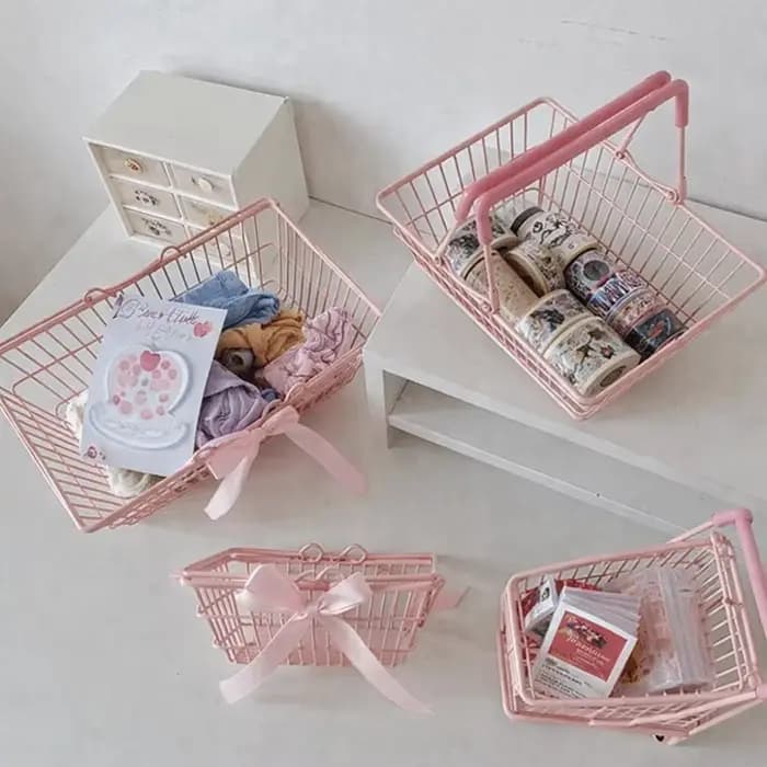 Panier de rangement S/M/L rose grande capacité