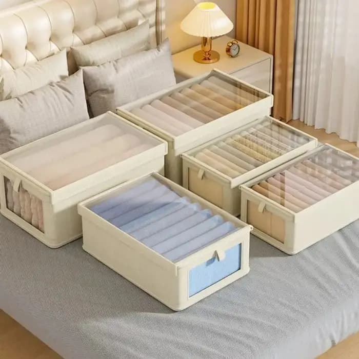 Boîte de rangement pour vêtements empilable avec fermeture éclair et couvercle