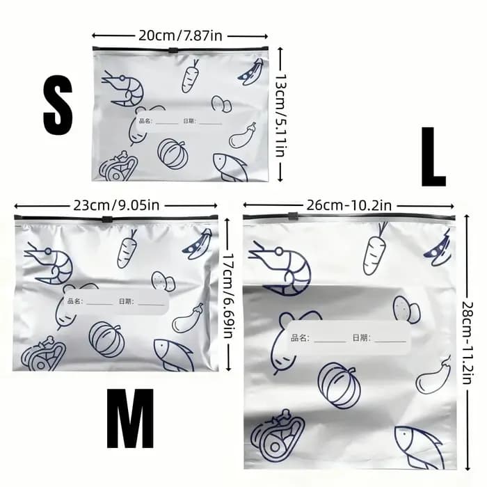 Sacs de rangement en papier d'aluminium, 60 pièces, organisateurs scellés pour congélateur, emballage alimentaire, garde-manger réutilisable, sac anti-odeur, essentiel de cuisine