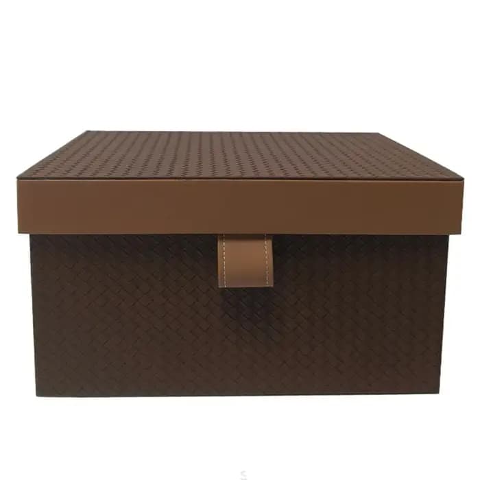 Boîte de rangement pour vêtements, grandes boîtes d'organisation d'accessoires, bac organisateur en cuir à motif tissé, organisateurs de décoration de maison avec couvercle