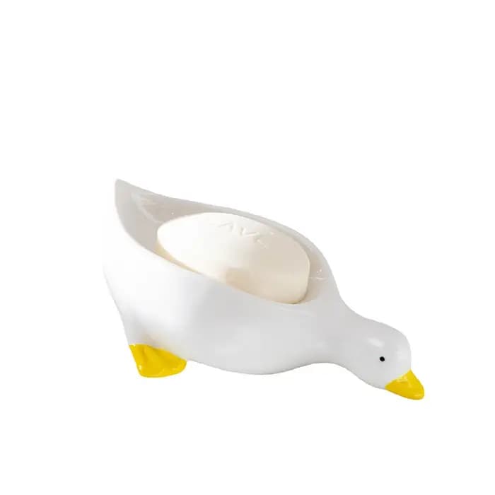 Boîte à savon en forme de canard jaune