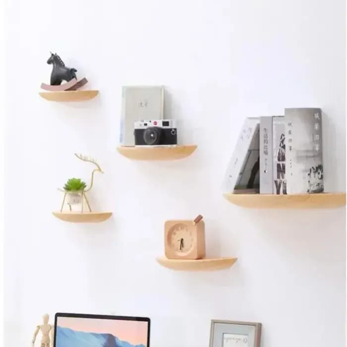 Étagère murale en bois demi-cercle, présentoir de projecteur suspendu au fond, Suspension, décoration de la maison, Organization de stockage