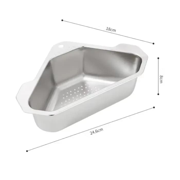 Panier de vidange triangulaire en acier inoxydable, étagère filtrante pour évier de cuisine, égoutto