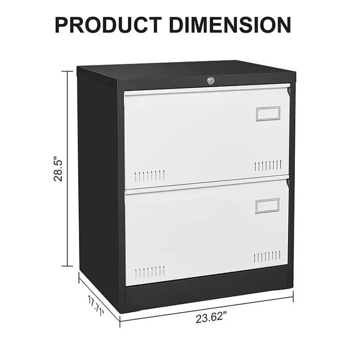2 MELMetal-Classeur latéral avec serrure, armoire verticale de bureau pour le bureau à domicile/léga