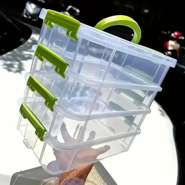 Boîte de rangement empilable Extra Large à 4 niveaux avec couvercle