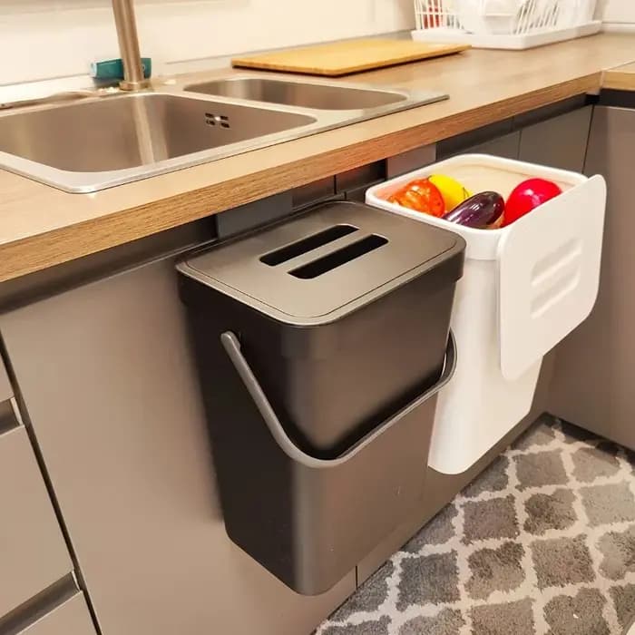 Poubelle peu encombrante à fermeture silencieuse-3/5L, poubelle scellée écologique pour la cuisine et le bureau, aucune électricité nécessaire