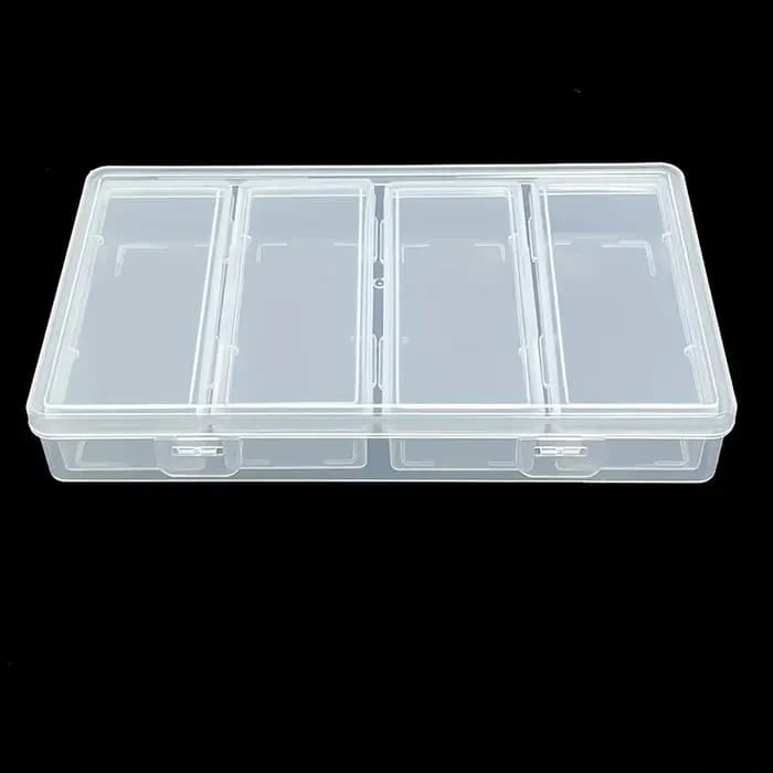 Boîte de rangement en plastique transparent à 4 séparateurs réglables
