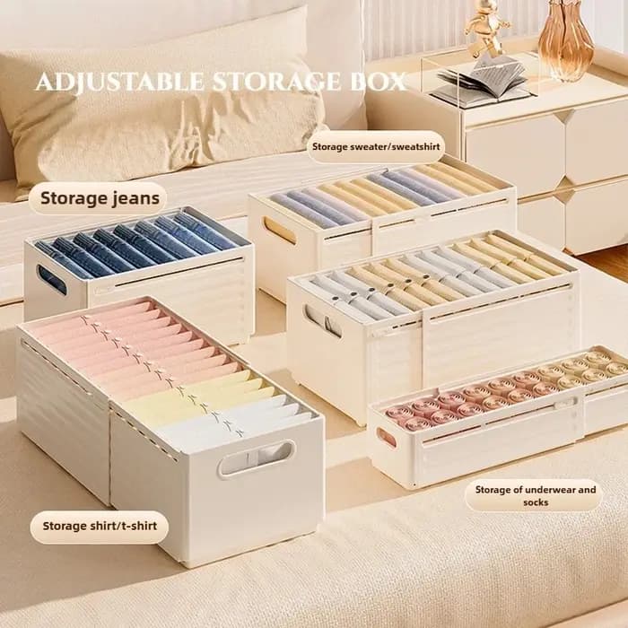 Boîte de rangement ajustable pour vêtements, organisateur de placard, organiseur de vêtements par catégories, bac de rangement pour armoire de cuisine, organisateur domestique