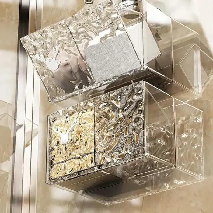 Organisateur de maquillage multifonctionnel avec motifs glacier : parfait pour le rangement dans la salle de bain sans trous de perçage