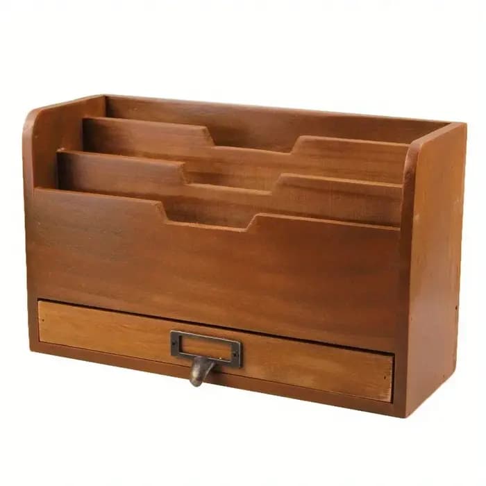 Boîte de rangement à tiroir de bureau en bois Vintage polyvalente