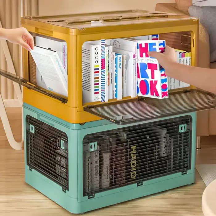 Boîte de rangement pliable avec 5 portes ouvertes