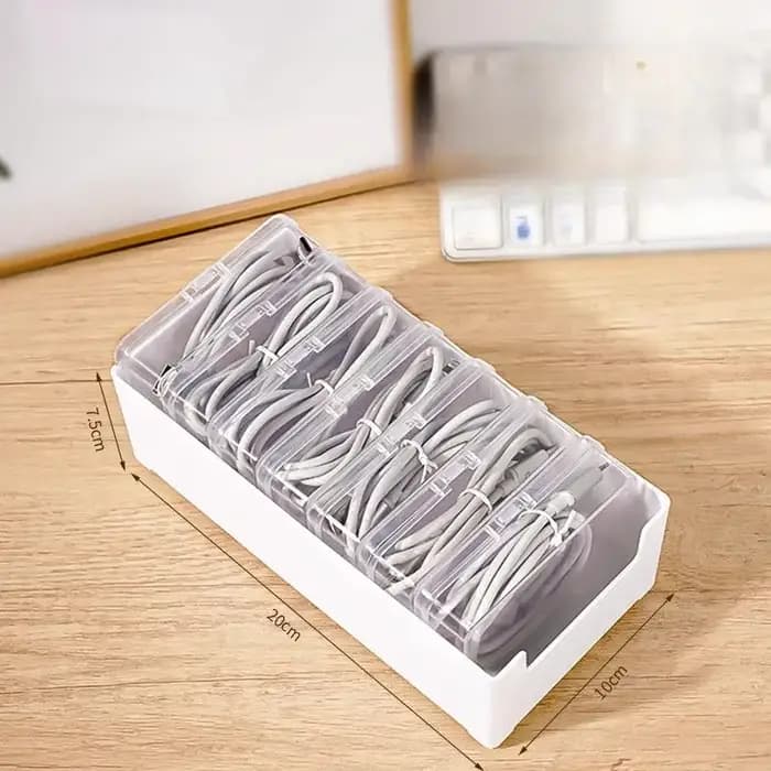 Boîte de rangement transparente en plastique pour câbles de données