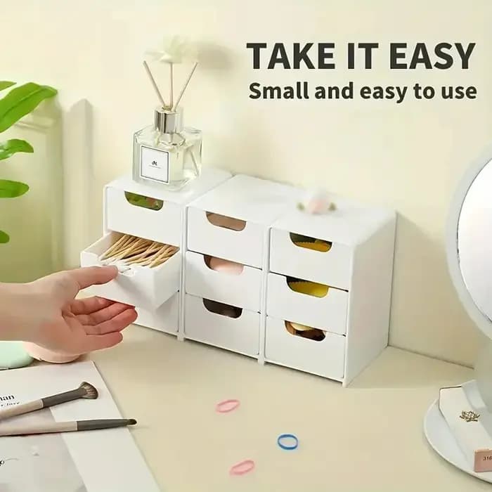 Boîte de rangement cosmétique en plastique à 3 niveaux