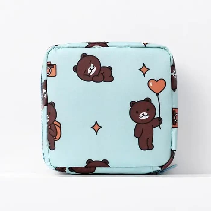 Sac de rangement portable pour serviettes hygiéniques, sacs cosmétiques à impression cœur, mini trou