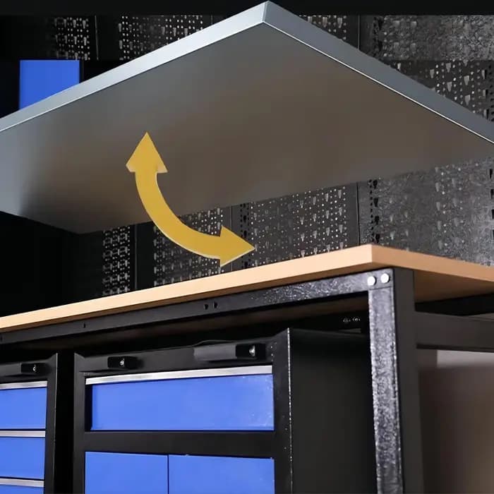 Armoire à outils multifonctionnelle, système de rangement modulaire pour garage de 375 cm/147,64 pouces, établi d'atelier en acier laminé à froid robuste