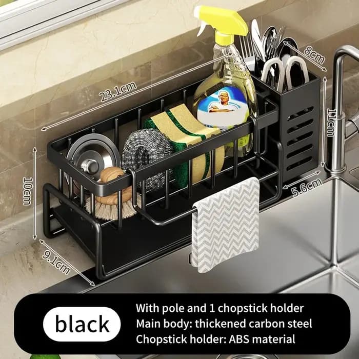 Étagère de rangement pour évier de cuisine en acier inoxydable