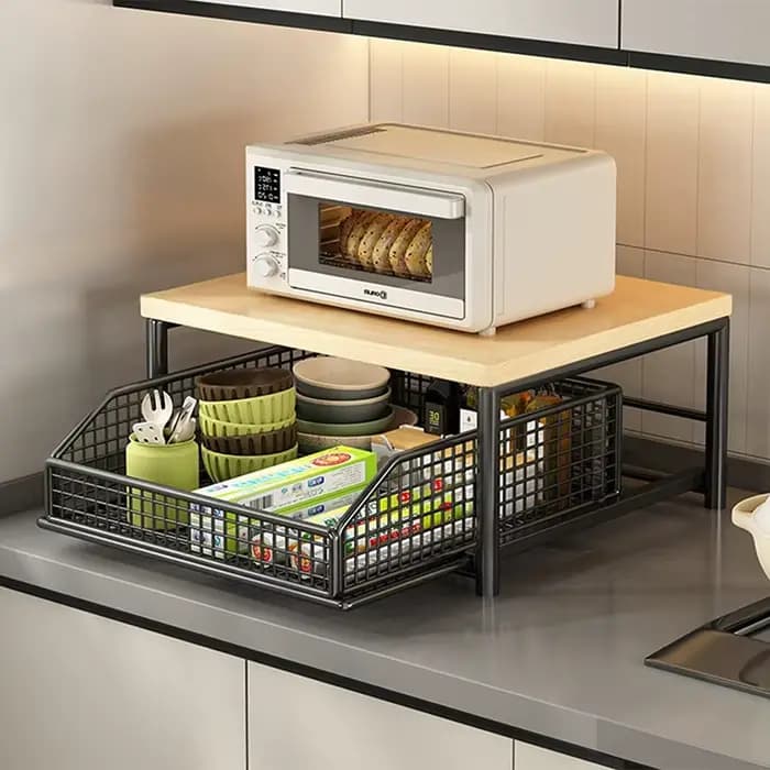 Organisateur de comptoir de cuisine – Étagère multi-usages pour micro-ondes, épices, machine à café
