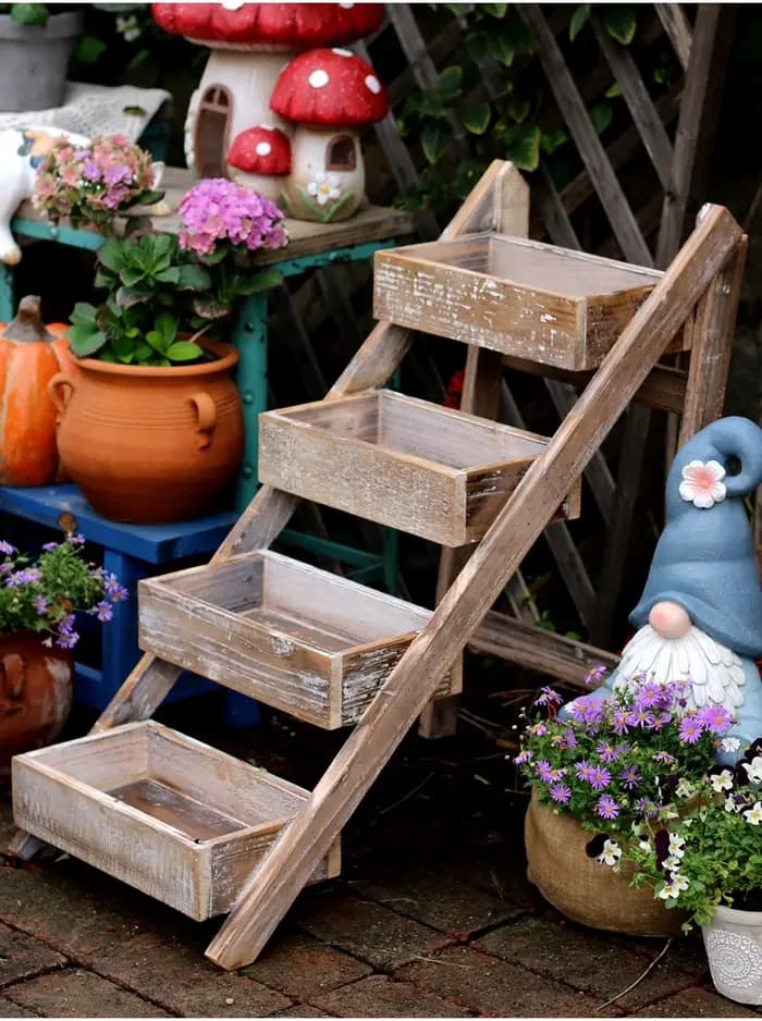 Support pour plantes à plusieurs niveaux en bois