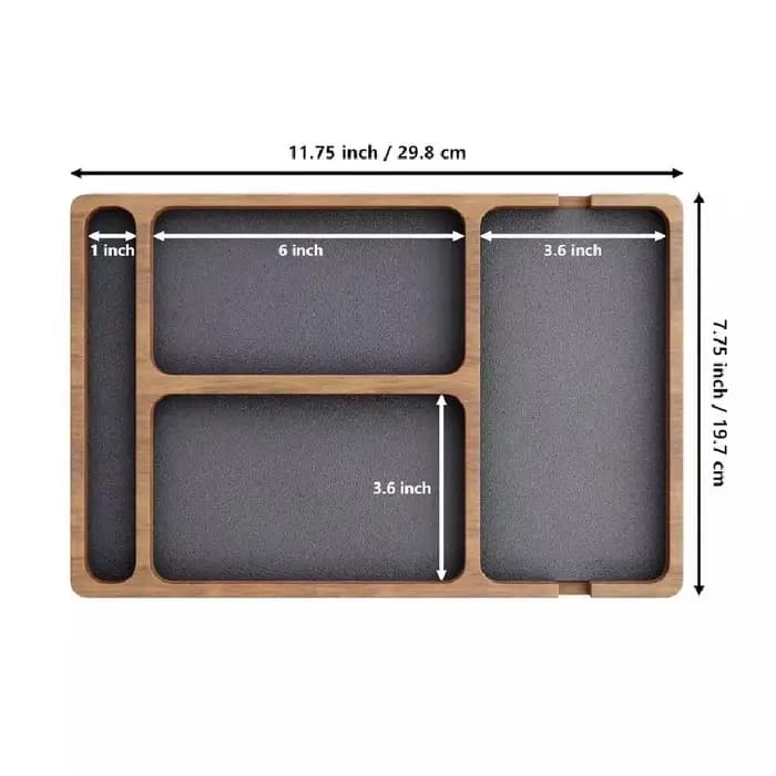 Boîte de rangement de bureau en bois massif avec compartiments