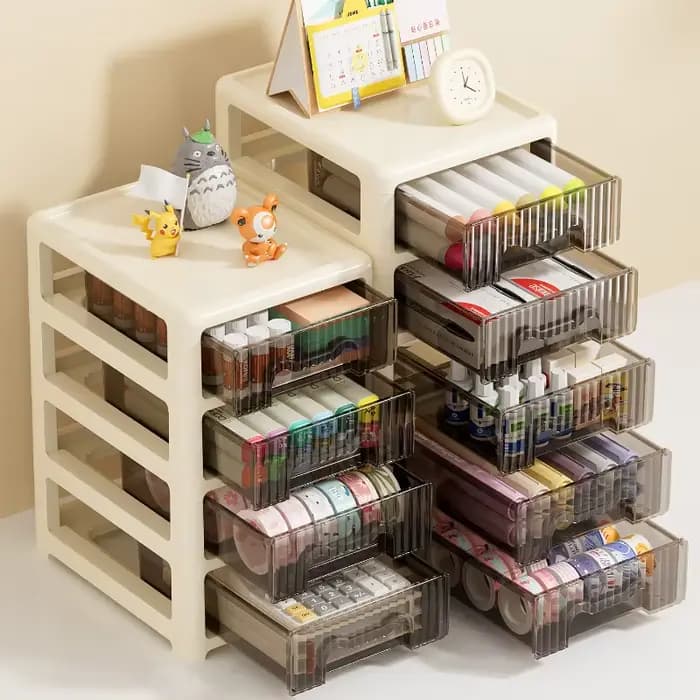Boîte de rangement de bureau à tiroir, boîte d'organisation de fichiers de papeterie de bureau, coiffeuse, boîte de rangement de rouge à lèvres et de cosmétiques