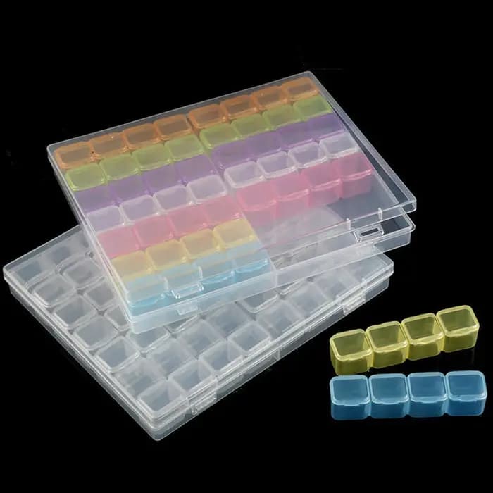 Boîte de rangement en plastique à 28/32/48/56/64 fentes, boîte de rangement pour peinture diamant à faire soi-même, perles, breloques, accessoires de bijoux, boîte de rangement 1 pièce