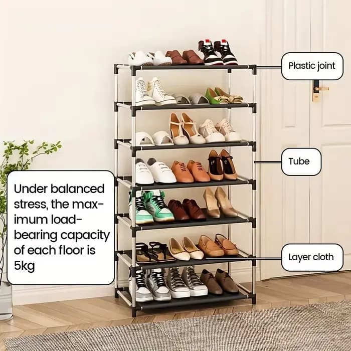 Étagère à chaussures en métal à 7 niveaux