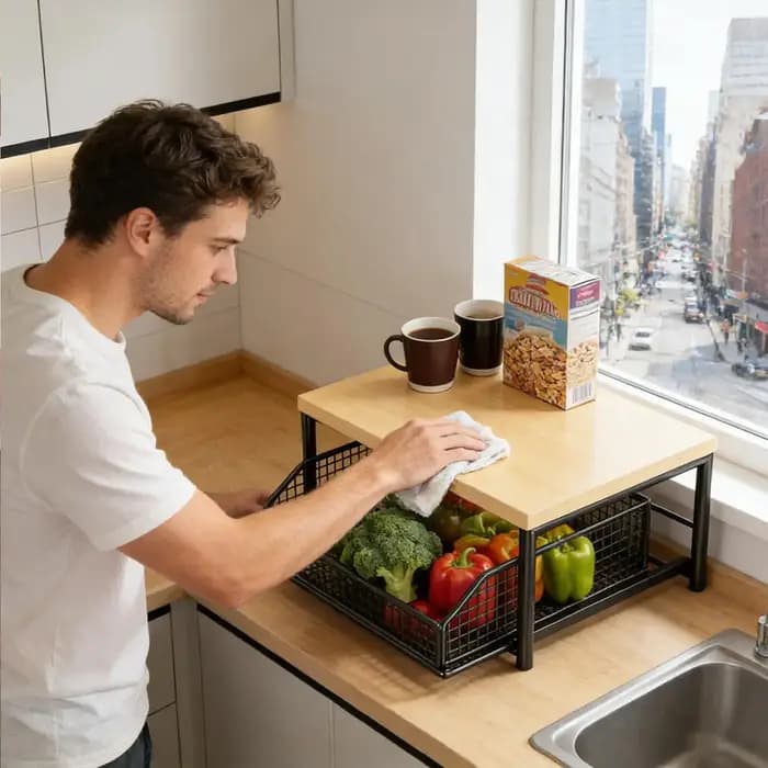 Étagère de rangement pour micro-ondes de cuisine
