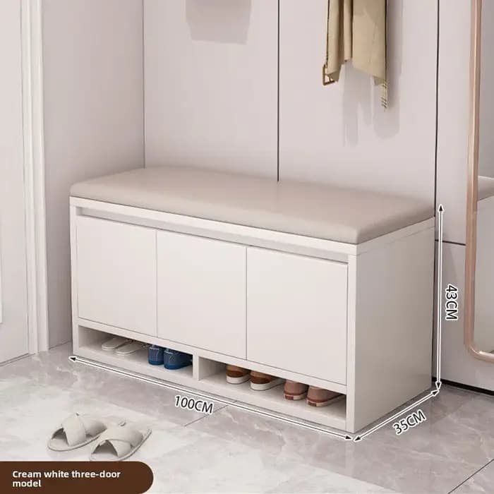 Banc de rangement de chaussures avec coussin, siège d'entrée, armoire à chaussures, organisateur de couloir, étagère à chaussures, tabouret de rangement de chambre à coucher, 2/3/4 portes