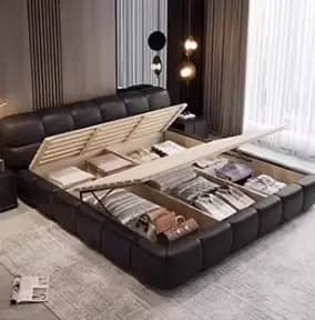 Espace De rangement lit filles dormir salon en bois lit Double moderne luxe rembourrage Meuble De Ch
