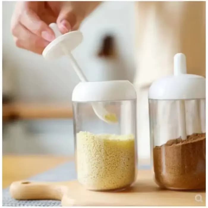Pots d'épices en verre autocollants sel sucre poudre huile d'olive poivre assaisonnement bouteille de stockage cuillère Base outils ensemble d'accessoires de cuisine