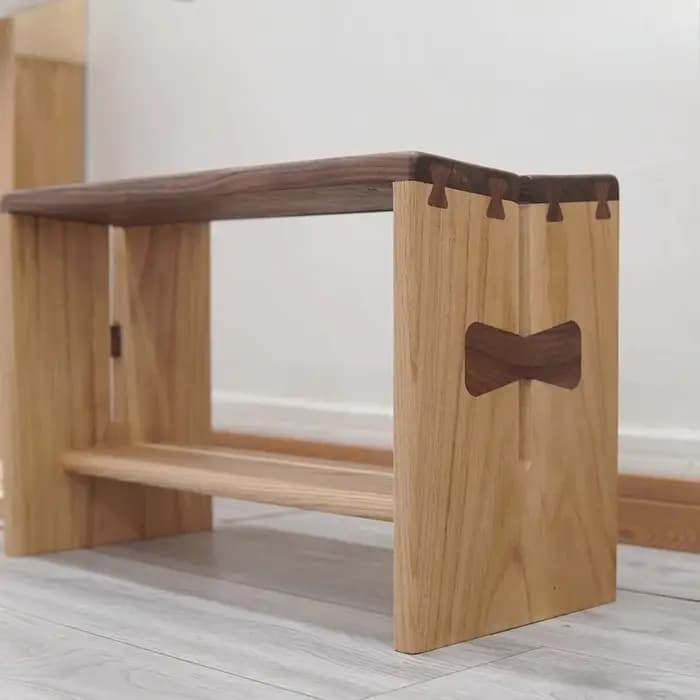 Banc à chaussures d'entrée en noyer noir