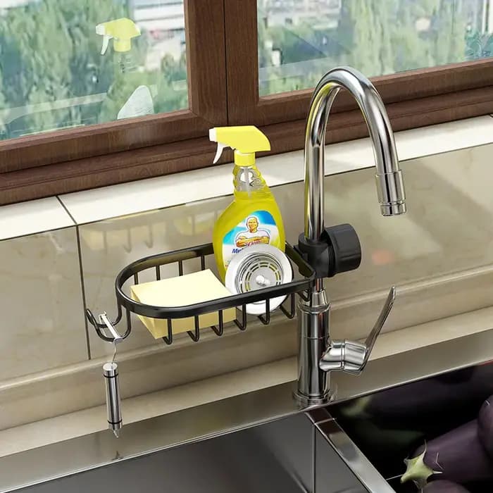 Support de rangement pour robinet de salle de bains