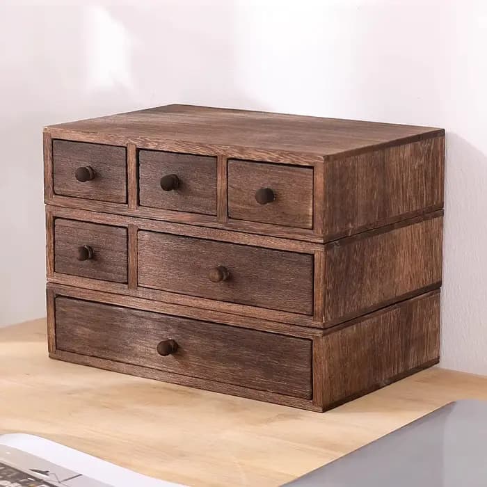 Organisateur de bureau en bois avec tiroir