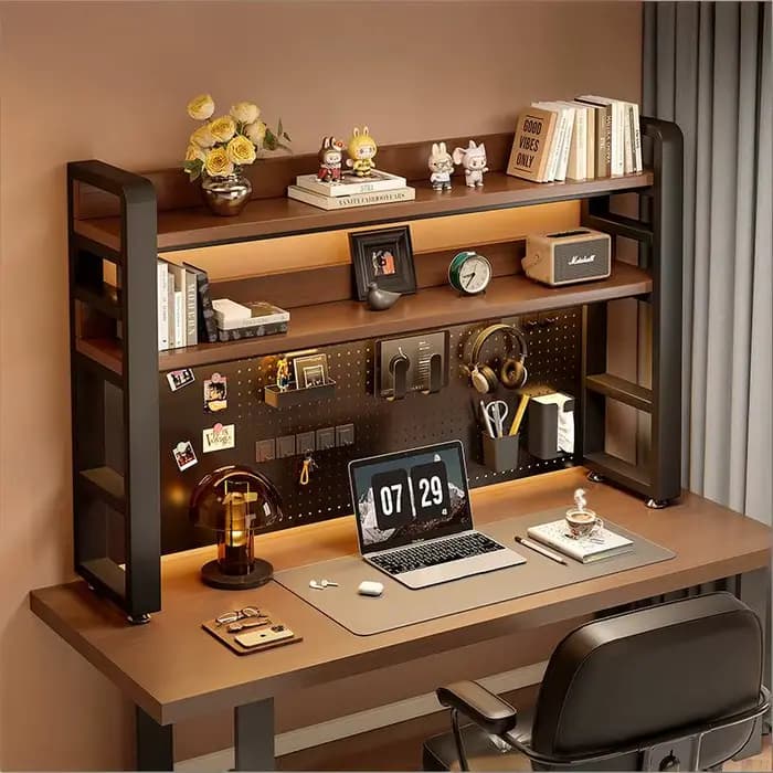Étagère de bureau, bureau/commode à panneau perforé