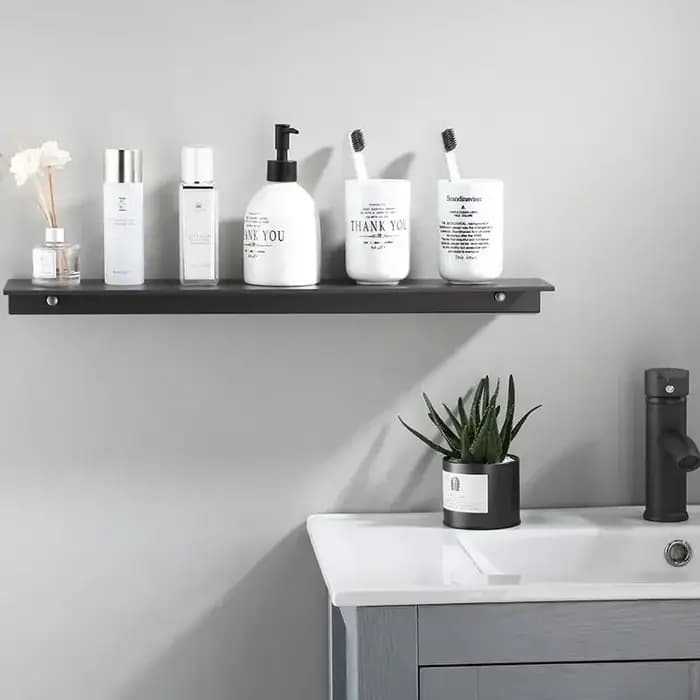 Étagères flottantes rectangulaires en miroir gris