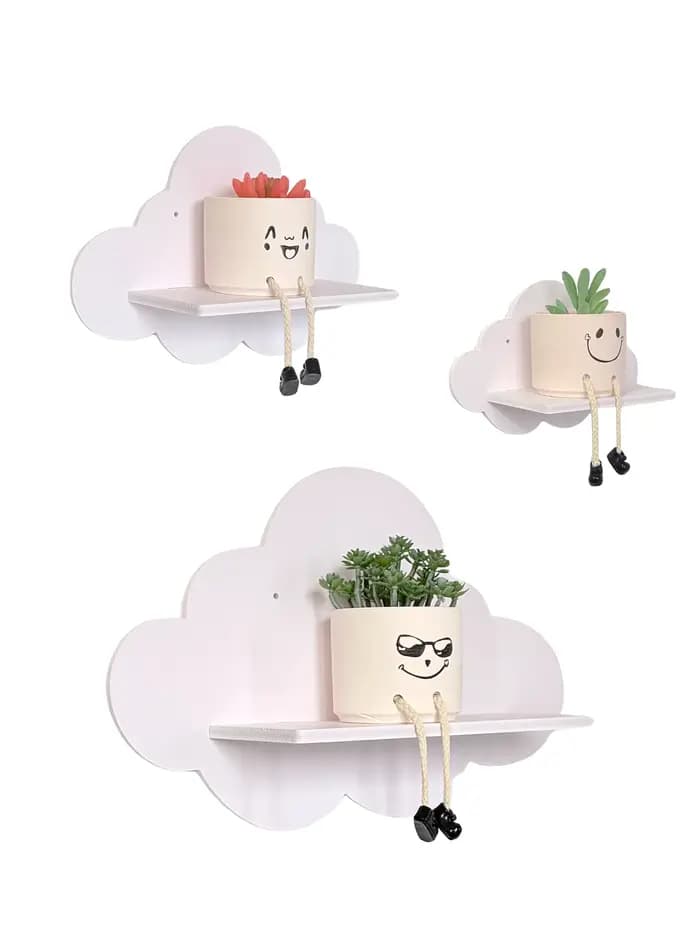 Ensemble de 3 étagères d'angle flottantes Beskadi Cloud, étagères murales d'angle Cloud pour chambre