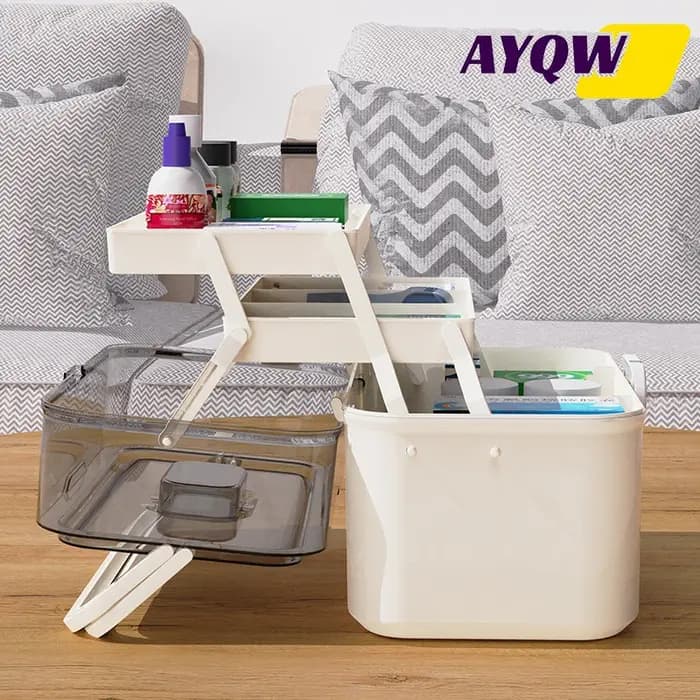 Boîte de rangement pour médicaments à grande capacité avec couvercle transparent - Armoire