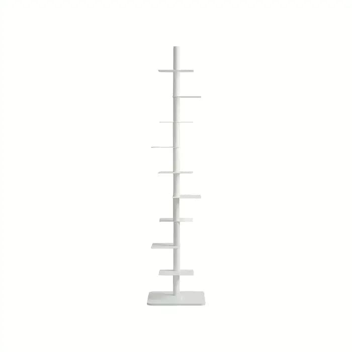1 étagère d'angle rotative en métal blanc – Présentoir peu encombrant à 9 couches, bibliothèque sans
