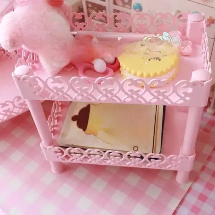 Étagère de rangement rose à 2 ou 3 niveaux, faite à la main, pour la maison, la chambre à coucher, le bureau, la salle d'étude, pour ranger les figurines d'anime, étagère de rangement en plastique.