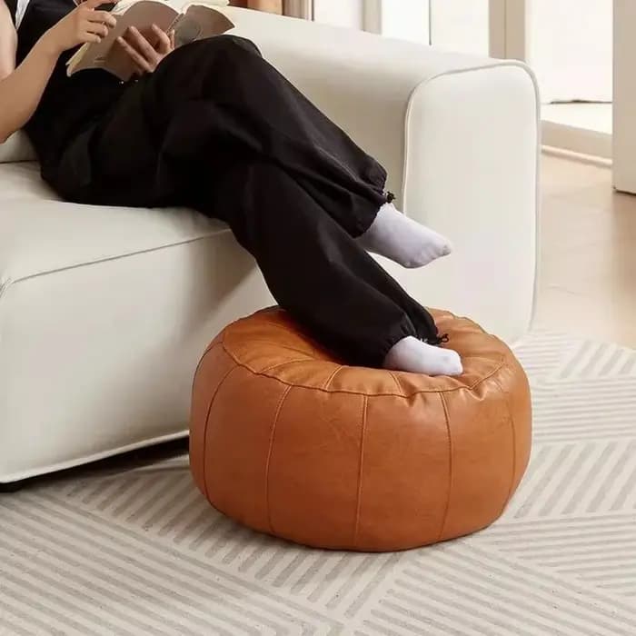Pouf de rangement minimaliste antidérapant en similicuir