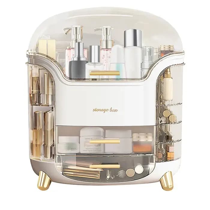 Boîte de rangement de cosmétiques avec couvercle et tiroirs, étui organisateur de maquillage de comp