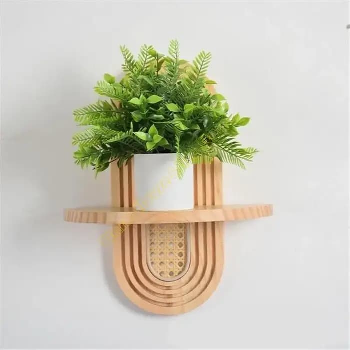 Décorts muraux d'étagère en bois naturel avec rack rangement