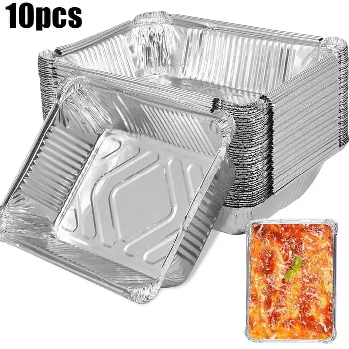 Conteneurs de stockage des aliments jetables en papier d'aluminium, poêle de cuisson au four, plateau carré en aluminium, outils de cuisine 10 pièces