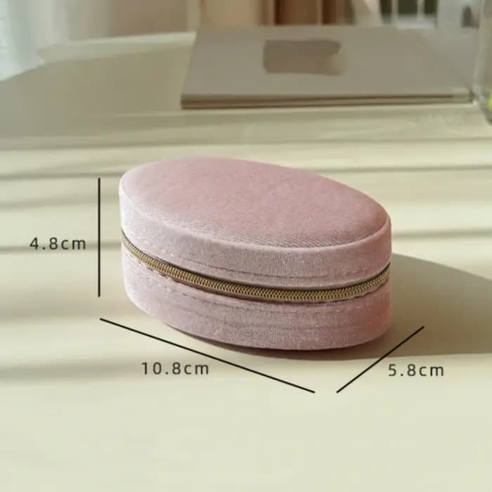 Mini boîte à bijoux Portable ovale rétro en velours
