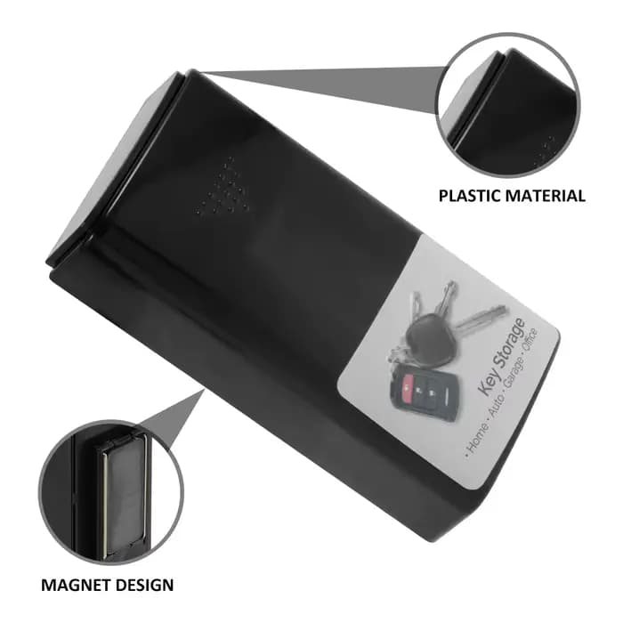Boîte à clés magnétique en plastique noir durable
