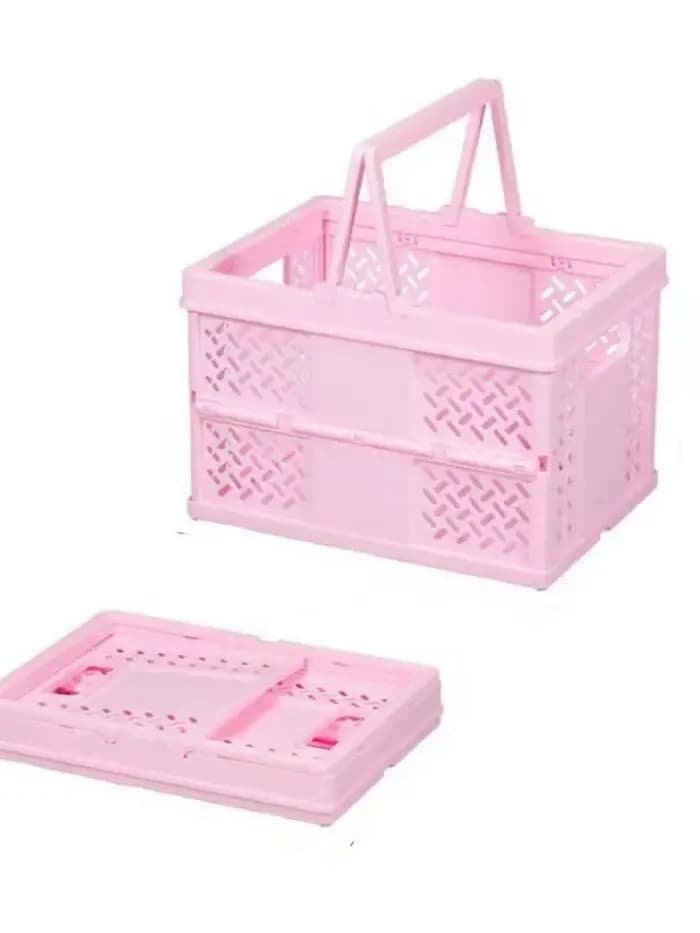 Panier de rangement pliable en plastique avec poignée - Organisateur écologique pour la maison et le bureau