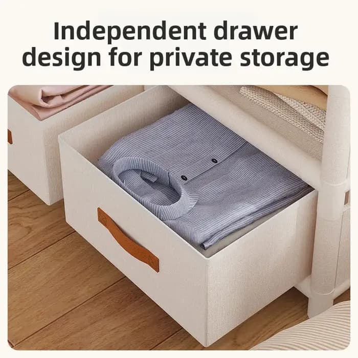 Armoire de chambre à coucher facile à installer, en tissu multicouche, grande capacité de rangement, avec tiroirs, meuble de rangement