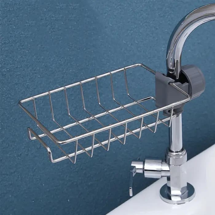 Support d'évier de cuisine en acier inoxydable pour éponges et accessoires