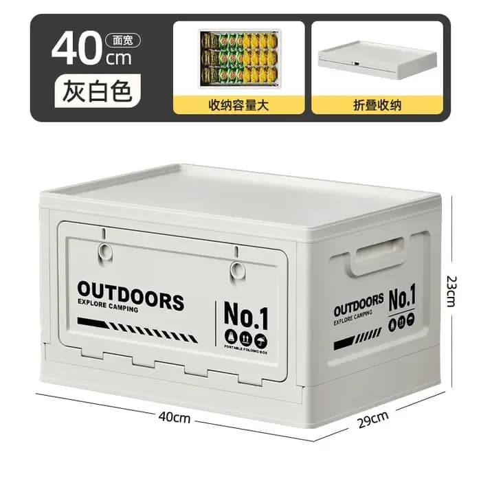 Boîte de rangement pliable avec couvercle en bois, grande capacité, pour le camping en plein air, le